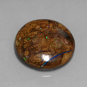 16.69 ct Multicolor Boulder Opal Gemstone, Boulder Opal Gem in Round Cabochon Shape for Sale.