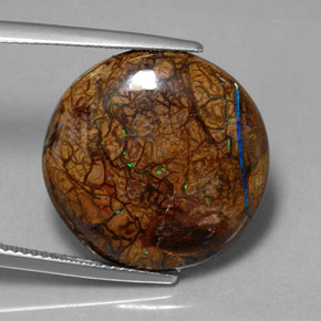 16.69 ct Multicolor Boulder Opal Stone, Natural Boulder Opal in Round Cabochon Shape for Sale