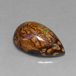 6.89 ct Multicolor Boulder Opal Stone, Natural Boulder Opal in Pear Cabochon Shape for Sale