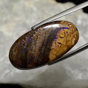 17.33 ct Multicolor Boulder Opal Stone, Natural Boulder Opal in Oval Cabochon Shape for Sale