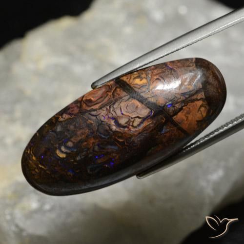32.39 ct Multicolor Boulder Opal Stone, Natural Boulder Opal in Oval Cabochon Shape for Sale