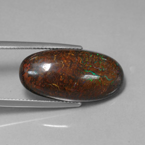 18.55 ct Multicolor Boulder Opal Gemstone, Boulder Opal Gem in Oval Cabochon Shape for Sale.
