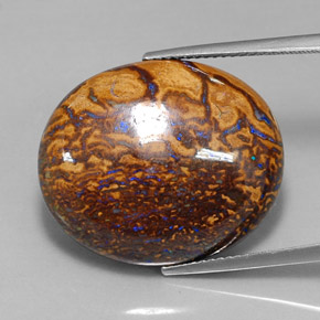 34.21 ct Multicolor Boulder Opal Gemstone, Boulder Opal Gem in Oval Cabochon Shape for Sale.