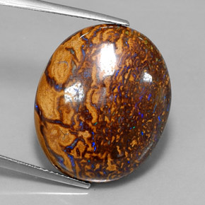 34.21 ct Multicolor Boulder Opal Stone, Natural Boulder Opal in Oval Cabochon Shape for Sale