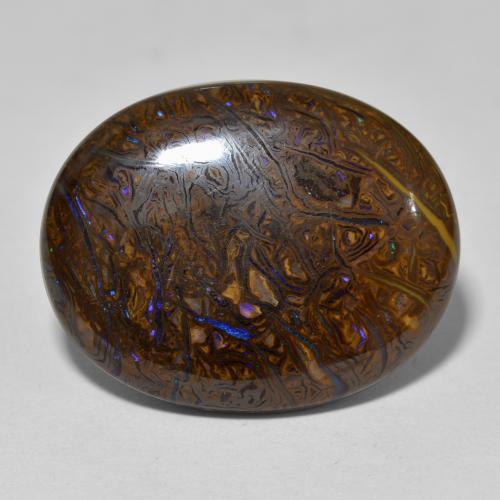 22.16 ct Multicolor Boulder Opal Stone, Natural Boulder Opal in Oval Cabochon Shape for Sale