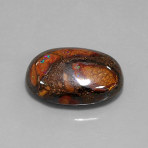 18.34 ct Multicolor Boulder Opal Gemstone, Boulder Opal Gem in Oval Cabochon Shape for Sale.
