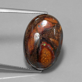 18.34 ct Multicolor Boulder Opal Stone, Natural Boulder Opal in Oval Cabochon Shape for Sale
