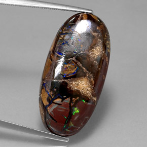 19.54 ct Multicolor Boulder Opal Stone, Natural Boulder Opal in Oval Cabochon Shape for Sale