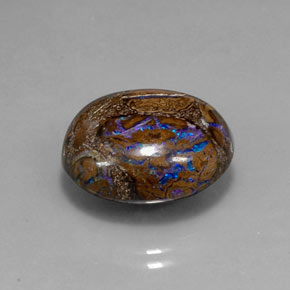 19.97 ct Multicolor Boulder Opal Gemstone, Boulder Opal Gem in Oval Cabochon Shape for Sale.