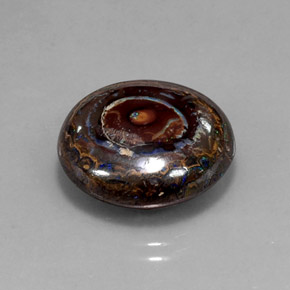 18.71 ct Multicolor Boulder Opal Gemstone, Boulder Opal Gem in Round Cabochon Shape for Sale.