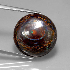18.71 ct Multicolor Boulder Opal Stone, Natural Boulder Opal in Round Cabochon Shape for Sale