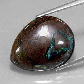 16.29 ct Multicolor Boulder Opal Gemstone, Boulder Opal Gem in Pear Cabochon Shape for Sale.