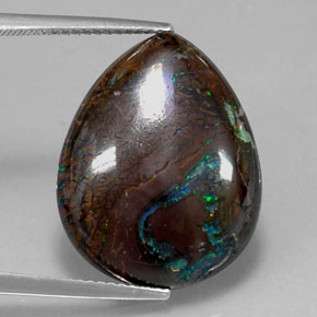 16.29 ct Multicolor Boulder Opal Stone, Natural Boulder Opal in Pear Cabochon Shape for Sale