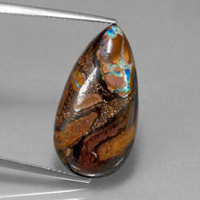 14.68 ct Multicolor Boulder Opal Stone, Natural Boulder Opal in Pear Cabochon Shape for Sale