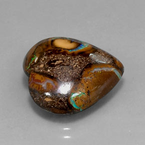 14.96 ct Multicolor Boulder Opal Gemstone, Boulder Opal Gem in Heart Cabochon Shape for Sale.