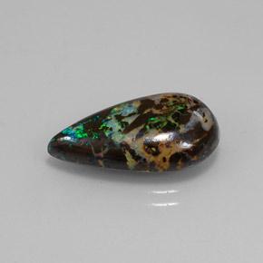 7.90 ct Multicolor Boulder Opal Gemstone, Boulder Opal Gem in Pear Cabochon Shape for Sale.