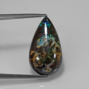 7.90 ct Multicolor Boulder Opal Stone, Natural Boulder Opal in Pear Cabochon Shape for Sale