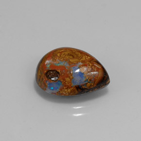 6.43 ct Multicolor Boulder Opal Stone, Natural Boulder Opal in Pear Cabochon Shape for Sale