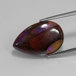 11.70 ct Multicolor Boulder Opal Gemstone, Boulder Opal Gem in Pear Cabochon Shape for Sale.