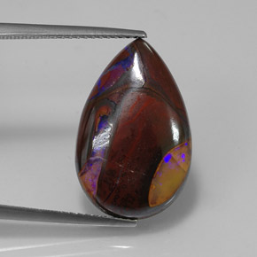 11.70 ct Multicolor Boulder Opal Stone, Natural Boulder Opal in Pear Cabochon Shape for Sale