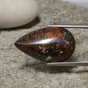 10.52 ct Multicolor Boulder Opal Stone, Natural Boulder Opal in Pear Cabochon Shape for Sale