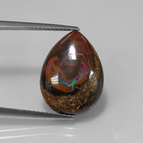 10.14 ct Multicolor Boulder Opal Gemstone, Boulder Opal Gem in Pear Cabochon Shape for Sale.