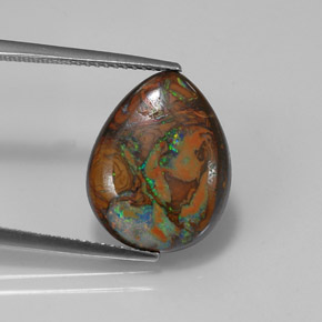 8.30 ct Multicolor Boulder Opal Gemstone, Boulder Opal Gem in Pear Cabochon Shape for Sale.