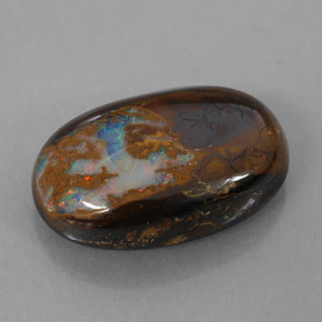 7.78 ct Multicolor Boulder Opal Gemstone, Boulder Opal Gem in Oval Cabochon Shape for Sale.