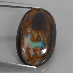 7.78 ct Multicolor Boulder Opal Stone, Natural Boulder Opal in Oval Cabochon Shape for Sale