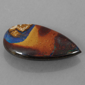 4.35 ct Multicolor Boulder Opal Stone, Natural Boulder Opal in Pear Cabochon Shape for Sale