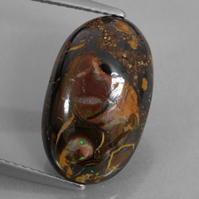 7.50 ct Multicolor Boulder Opal Gemstone, Boulder Opal Gem in Oval Cabochon Shape for Sale.