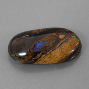 5.89 ct Multicolor Boulder Opal Gemstone, Boulder Opal Gem in Oval Cabochon Shape for Sale.
