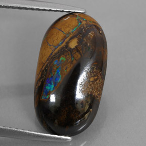 5.89 ct Multicolor Boulder Opal Stone, Natural Boulder Opal in Oval Cabochon Shape for Sale