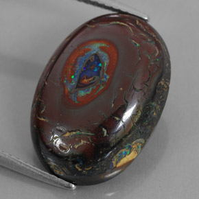 12.70 ct Multicolor Boulder Opal Gemstone, Boulder Opal Gem in Oval Cabochon Shape for Sale.