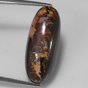 15.56 ct Multicolor Boulder Opal Gemstone, Boulder Opal Gem in Oval Cabochon Shape for Sale.