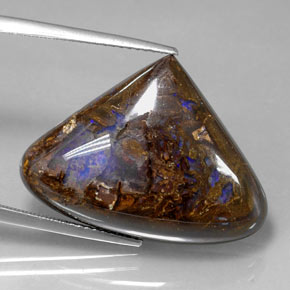 22.51 ct Multicolor Boulder Opal Gemstone, Boulder Opal Gem in Pear Cabochon Shape for Sale.
