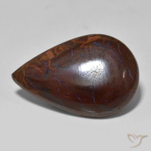 8.60 ct Multicolor Boulder Opal Stone, Natural Boulder Opal in Pear Cabochon Shape for Sale