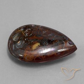 13.35 ct Multicolor Boulder Opal Stone, Natural Boulder Opal in Pear Cabochon Shape for Sale
