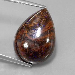 16.89 ct Multicolor Boulder Opal Gemstone, Boulder Opal Gem in Pear Cabochon Shape for Sale.