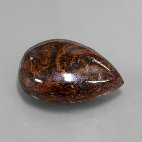 16.89 ct Multicolor Boulder Opal Stone, Natural Boulder Opal in Pear Cabochon Shape for Sale