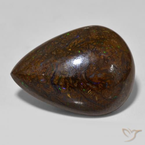 26.23 ct Multicolor Boulder Opal Stone, Natural Boulder Opal in Pear Cabochon Shape for Sale