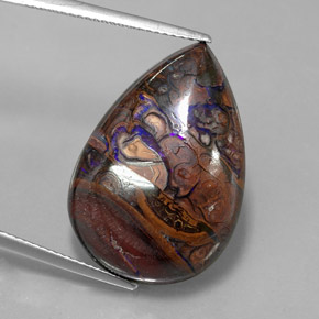 21.51 ct Multicolor Boulder Opal Gemstone, Boulder Opal Gem in Pear Cabochon Shape for Sale.