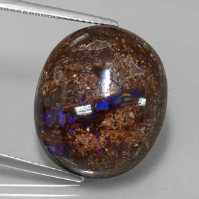 27.22 ct Multicolor Boulder Opal Gemstone, Boulder Opal Gem in Oval Cabochon Shape for Sale.