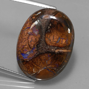 20.19 ct Multicolor Boulder Opal Gemstone, Boulder Opal Gem in Oval Cabochon Shape for Sale.