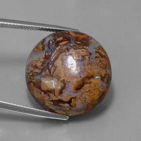 34.18 ct Multicolor Boulder Opal Gemstone, Boulder Opal Gem in Round Cabochon Shape for Sale.