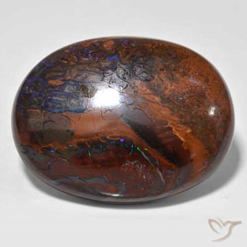 42.73 ct Multicolor Boulder Opal Stone, Natural Boulder Opal in Oval Cabochon Shape for Sale