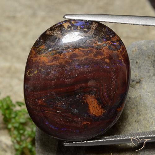 54.71 ct Multicolor Boulder Opal Gemstone, Boulder Opal Gem in Oval Cabochon Shape for Sale.