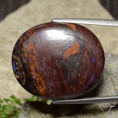 54.71 ct Multicolor Boulder Opal Stone, Natural Boulder Opal in Oval Cabochon Shape for Sale