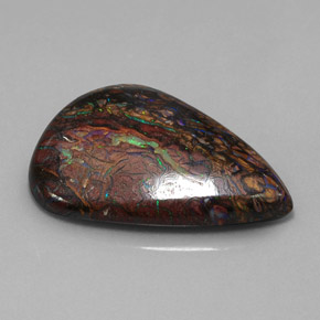 21.74 ct Multicolor Boulder Opal Stone, Natural Boulder Opal in Pear Cabochon Shape for Sale
