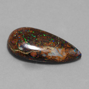6.42 ct Multicolor Boulder Opal Stone, Natural Boulder Opal in Pear Cabochon Shape for Sale